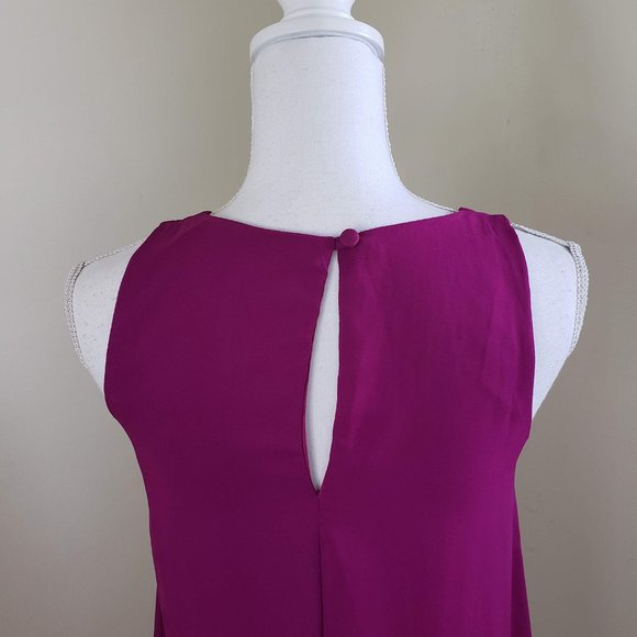 Lulu's Sleeveless Loose Chiffon Mini Shift Dress Fuchsia Pink Size Small - Picture 6 of 11